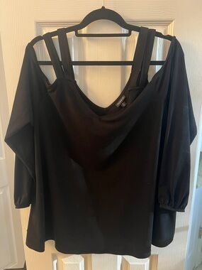 torrid Black Cold-Shoulder Strappy Blouse